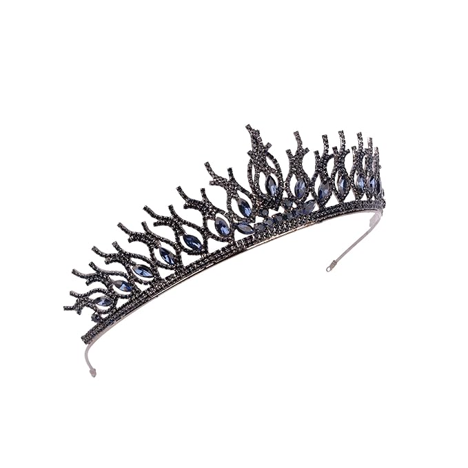 LIMELIA Women's Tiara for Henna Wedding Party|Glitter Hair Accessories for Bridal Birthday Pageant Prom Halloween Cos-play Christmas Party|Tulip-Navy Blue