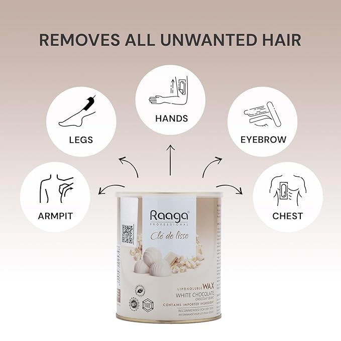 White Chocolate Liposoluble Body Wax | Removes Unwanted Hair & Tan | Soothes, Hydrates & Exfoliates | Gentle for All Skin Types | Spa & Salon Use | 27.05 Fl Oz (800ml)