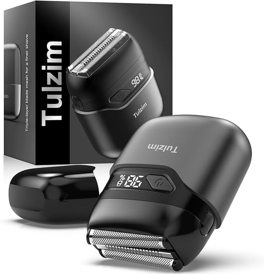 Electric Foil Shavers for Men, Upgraded Mini Electric Razor with LED Display, Compact Face Shaver with IPX7 Waterproof, Foil Shaver for Men with 3 Blade Heads Floating Head Wet/Dry USB Type C