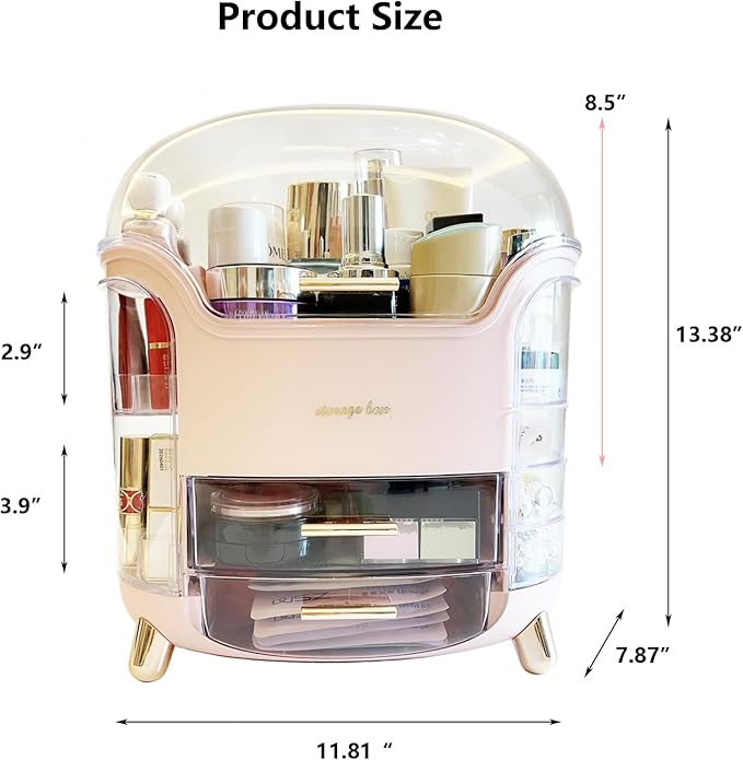 Upgrade Large Makeup Organizer Countertop Vanity Case Skin Care Cosmetic Storage Box Bathroom Counter Perfume Skincare Organizers Make Up Caddy Gift for Women Girls Clear Design Easy Visibility