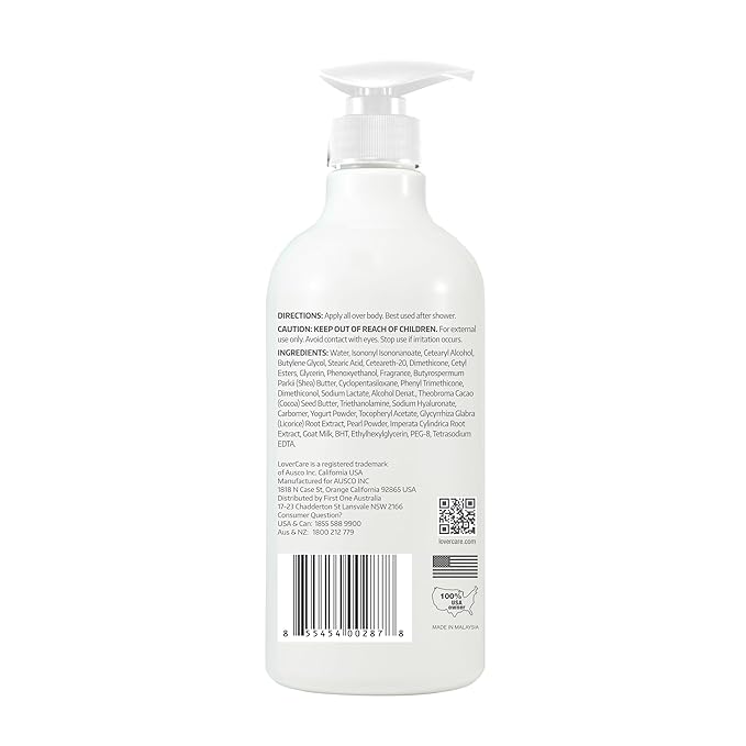 Lovercare Goat Milk Body Lotion for Dry Skin Pearl 27.05oz (800ml) - Pack of 2…