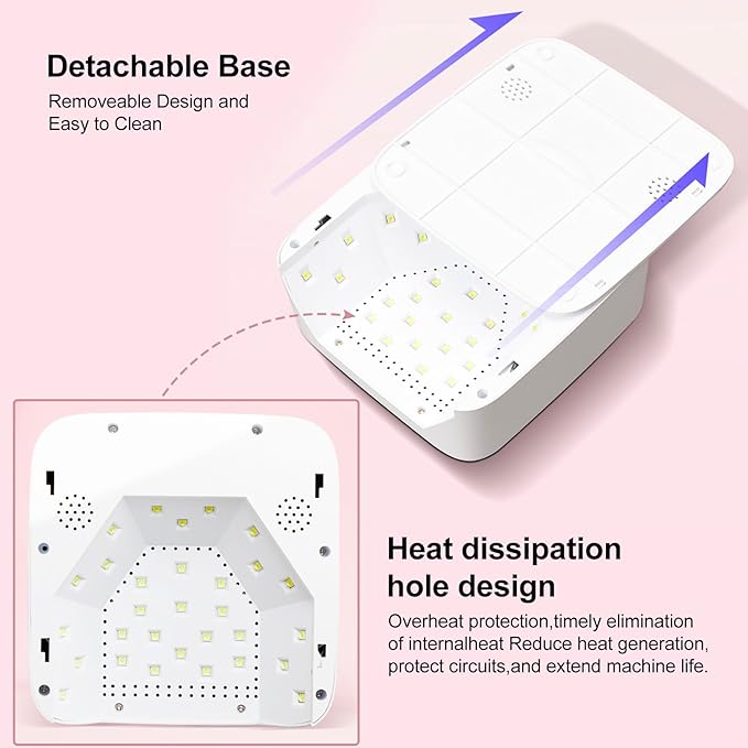 UV LED Nail Lamp Cordless 72W Portable Nail Dryer Light Rechargeable UV Light for Gel Nails Polish/Acrylic,Fast Curing Gel Polish Lamp with 5 Timer Smart Sensor,Nail Art Drying Tools for Home Salon