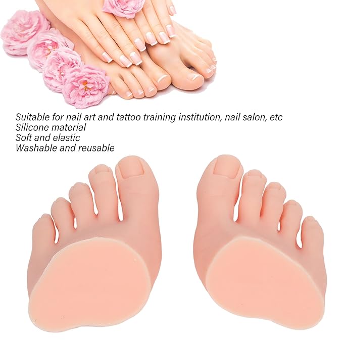 1 Pair Silicone Practice Foot, Nail Practice Training Fake Half Foot Model, Fake Foot Mode for Acrylic Nails Art Training Display Practice (Light Skin Color)