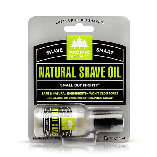 Pacific Shaving Company Natural Shaving Oil - Shaving Oil for Men & Women - Avocado, Sunflower Seed & Vitamin E Oil for Face, Legs, Arms & Full Body - Unisex Beard & Shave Care (0.5 Fl Oz)