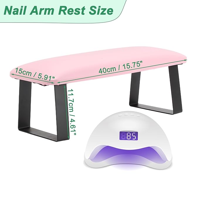 VOCOSTE Arm Rest for Nails Tech, Non-Slip Nail Arm Rest, Manicure Hand Rest with Detachable Brackets, Hand Rest for Nails Tech, Nail Hand Rest, Pink