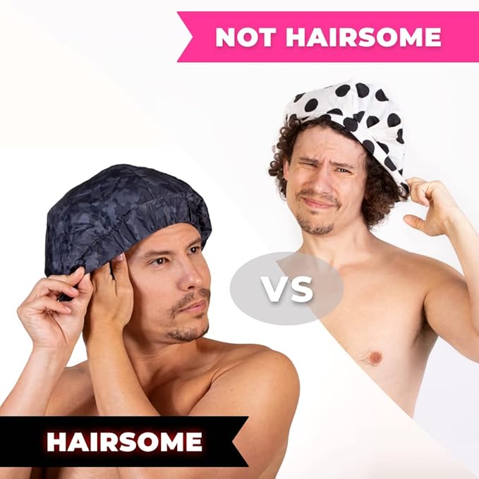 Men Shower Cap For dreadlocks, braids, curls, locs, curly Hair. Waterproof, Reusable, Large shower cap for mens hair. Terry cloth lined, elevated, sleek looking shower caps (Black Camouflage)