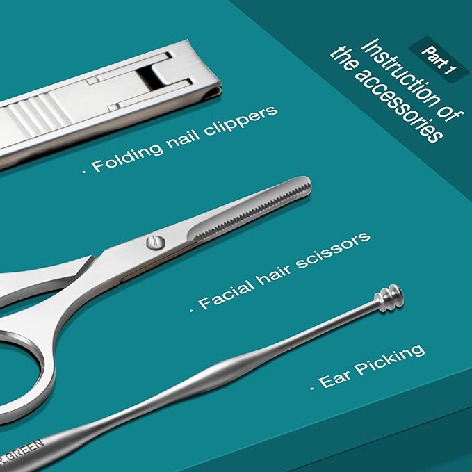 MR.GREEN Portable Luxury Manicure Sets Stainless Steel Pedicure Kits With Full-Grain Cowhide Leather Cover Personal Care Tools Set