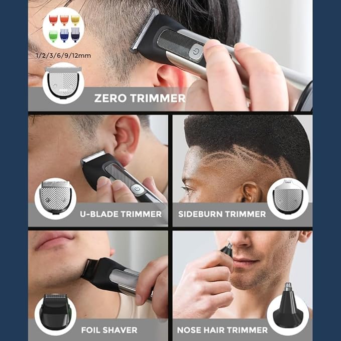 Beard Trimmer for Men, Mustache Electric Razors for Shaving Face and Body, Nose Hair Clipper, Waterproof All-in-one Shavers Grooming Kit Cordless Rechargeable, Gifts for Him