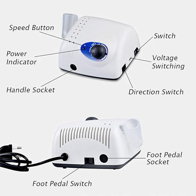 SERZG-- Professional 35000RPM Nail Drill Polisher Acrylic Electric Nail Files Machine Drill Bit Finger Toe Nail Care Supplies Set Home Salon Equipment