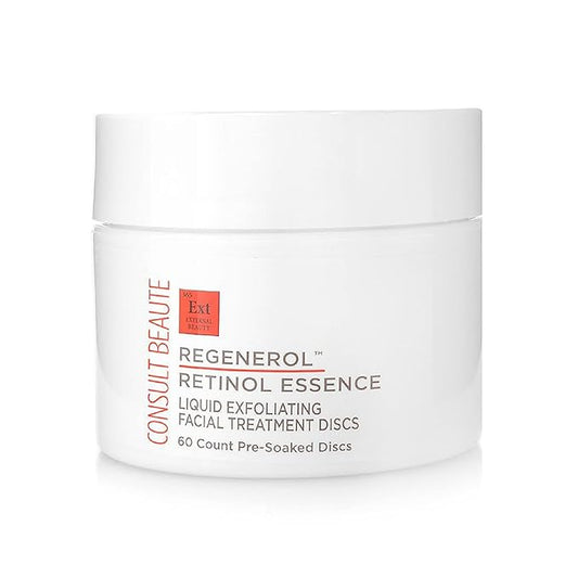 Consult Beaute - Regenerol - Retinol Exfoliating Facial Treatment Discs - Micro Exfoliation for Face - Smoother Skin - 60 Disposable Wipes