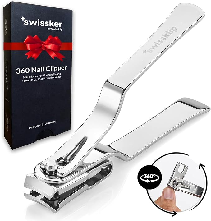 Swissklip Nail Clippers for Men & Women | Finger Nail Clippers for Adult with 360 Degree Rotating Head I Fingernail Clippers for Women I Surgical-Grade Stainless Steel Material