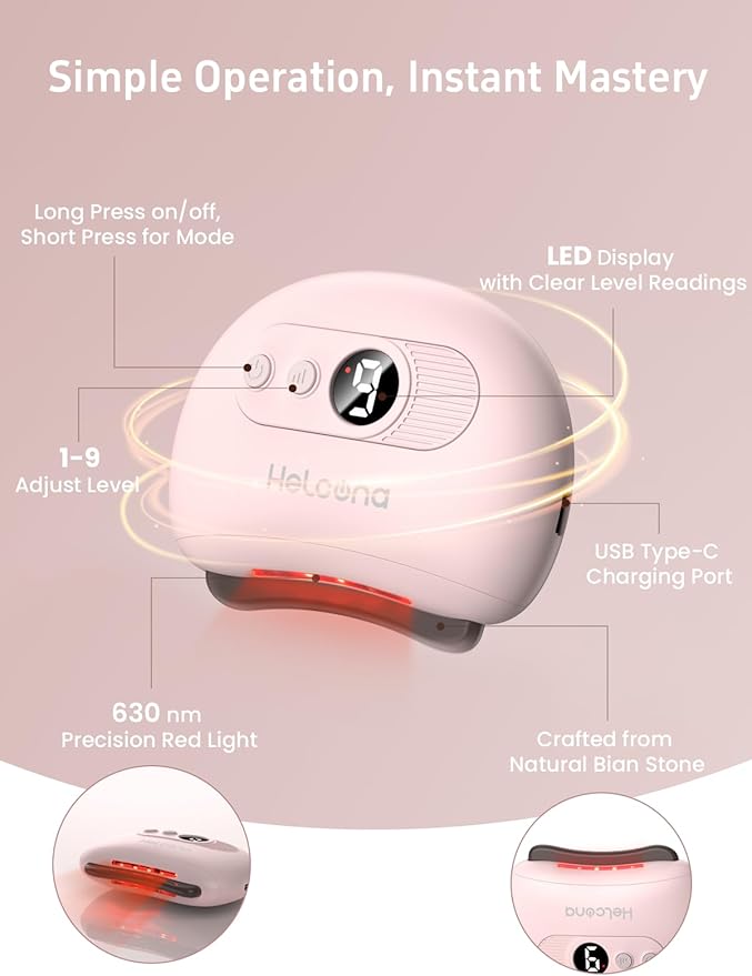 Electric Gua Sha Face Massager Tool, Gua Sha Facial Tool with Heat, 9 Levels of Temperature & Vibration Intensity, Face Massager for Women Gift