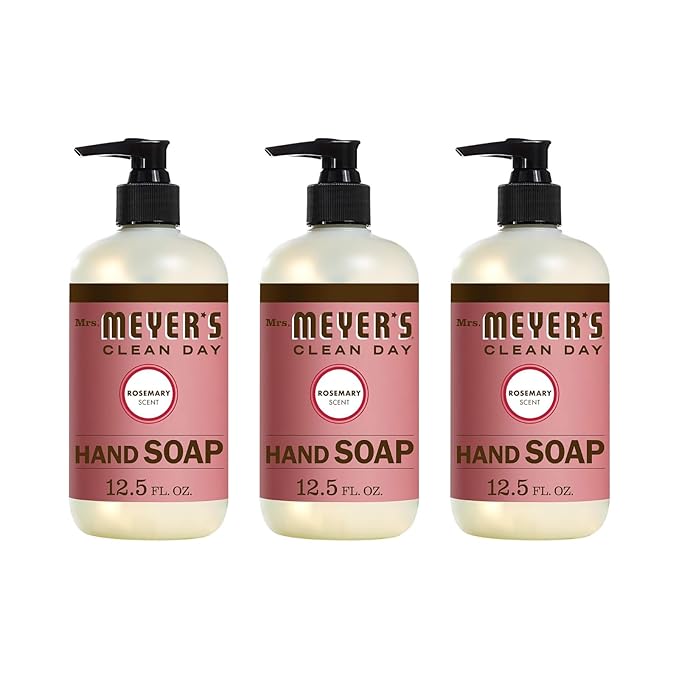 Mrs. Meyer's Clean Day Liquid Hand Soap Bottle, Rosemary Scent, 12.5 Fl Oz (Pack of 3)