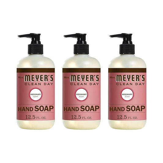 Mrs. Meyer's Clean Day Liquid Hand Soap Bottle, Rosemary Scent, 12.5 Fl Oz (Pack of 3)