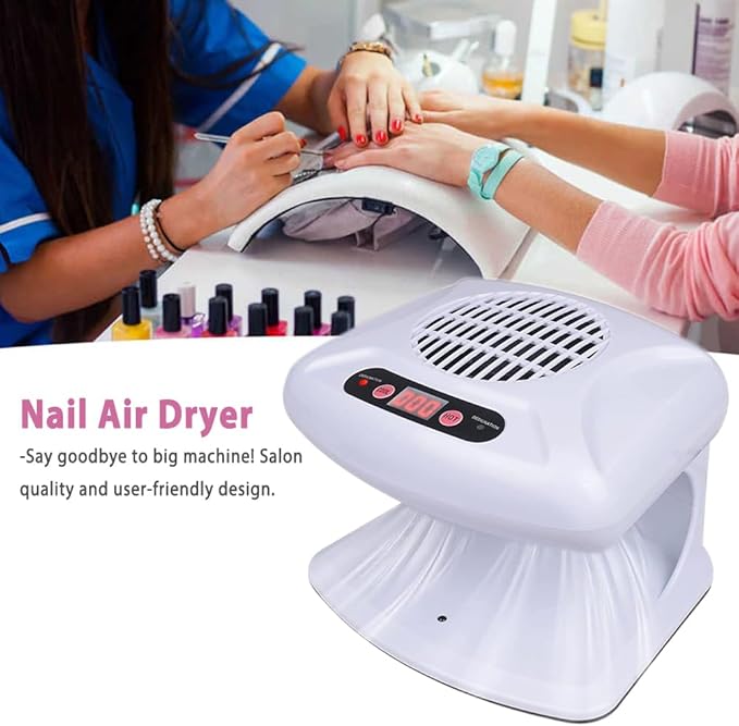 Nail Dryer Fan,Nail Gel Fast Drying Curing Nail Fan Dryer for One Hands and Single-Legged, Warm & Cool Wind Blower for Regular Nail Polish, Home and Salon Use