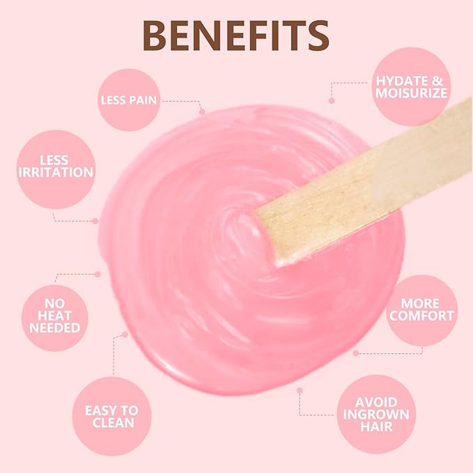 Sugar Wax Kit Suagring Kit: 150g/5.3oz Organic Sugaring Paste for Bikini & Sensitive Skin Hair Removal - Includes 10 Sticks & 20 Wax Strips