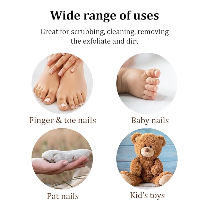 Wooden Cleaning Finger Nail Brush & Body Scrubber Set of 2 pcs