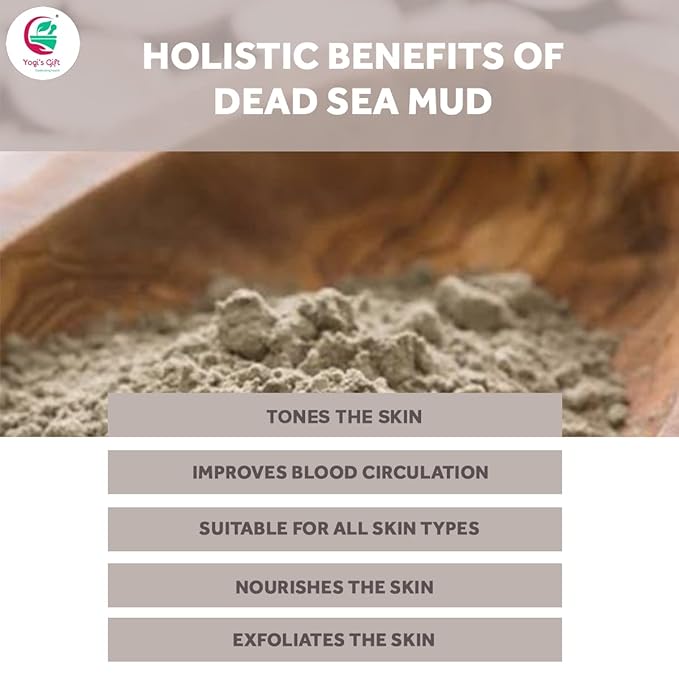 Dead Sea Mud Powder | 1 Lb | Detoxifies and Exfoliates The Skin | 100% Natural Mud Face Mask | Clears Acne, Dark Spots & Anti-Aging | By Yogi's Gift®