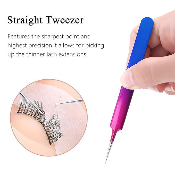 Isolation Lash Tweezers for Volume Eyelash Extension,Professional Precision Stainless Steel Las Purple 6.89inx1.5inx0.79in