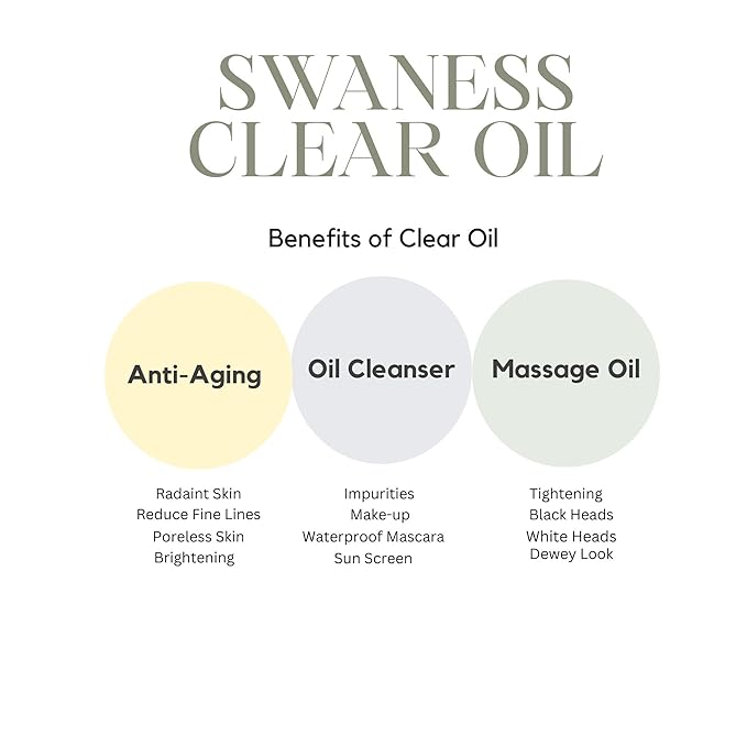 SWANESS Clear Oil – Japanese Premium Oil Cleanser with Rice Power | Anti-Aging Makeup Remover & Deep Pore Cleanser | Removes Waterproof Mascara & Sunscreen for Radiant Skin