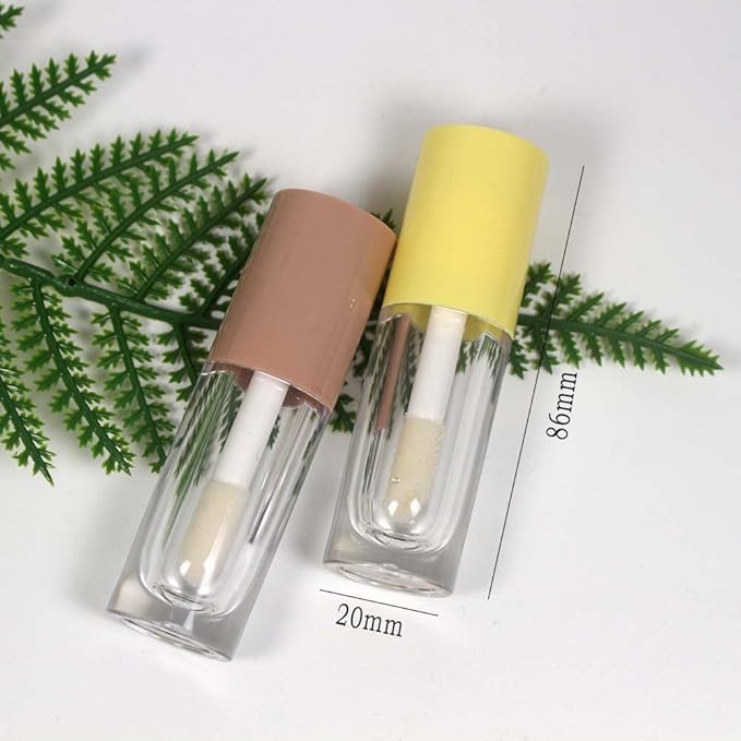 COSIDEA 30pcs Yellow Empty 6ml 0.2oz Lip Gloss Tubes with Big Doe Foot Wand，Round Lipgloss Containers，Concealer Tube Cosmetic Packing Container Bulk Wholesale