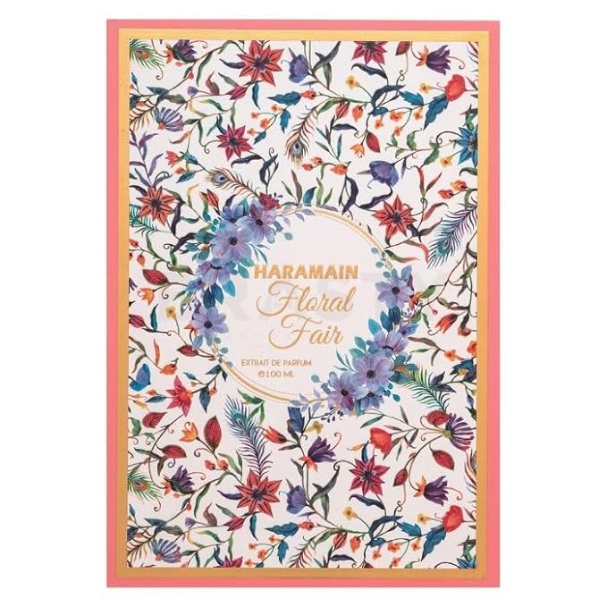 Al Haramain Floral Fair - Arabian Perfume for Women - Arabic Long Lasting Fragrance with Notes of Rose, Bergamot, Jasmine, Musk, and Patchouli - Extrait De Parfum Spray - 3.4 oz EDP Spray