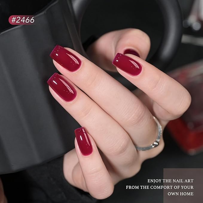 GAOY 23 Pcs Gel Nail Polish Kit, Red Blue Green Jelly Colors All Seasons Set with Glossy & Matte Top Coat and Base Coat for Nail Art Home DIY Gel Kit