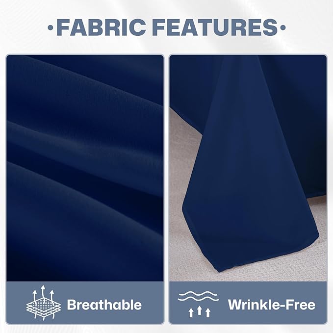 Lavisun Flat Sheets 2 Pack,Hotel Quality Flat Bed Sheets,Brushed Microfiber Bed Sheets, Bulk Sheets for Massage, Home, Dorm (Navy Blue,King)