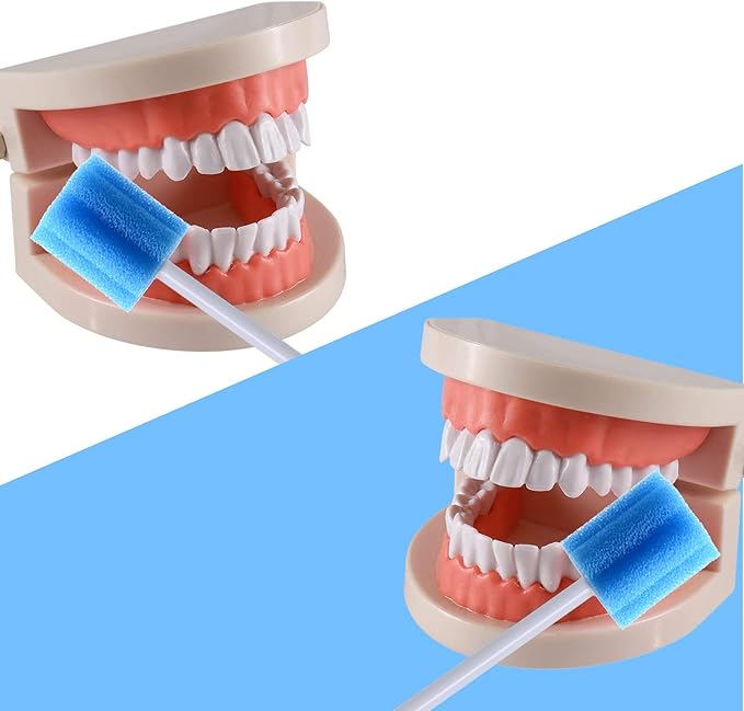 BVN Oral Care Swabs, 100 Pcs Disposable Mouth Cleaning Spong Swabs. (Blue-100pcs)