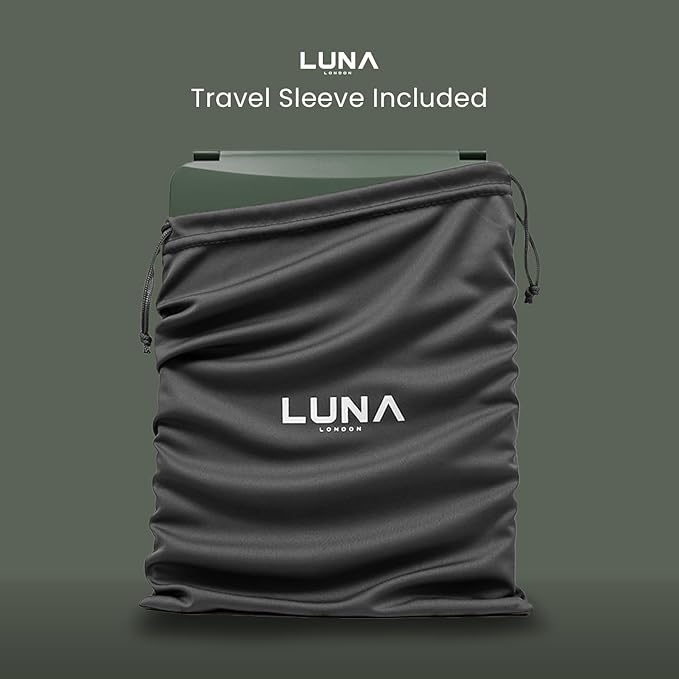 Eclipse LED Lighted Travel Vanity Makeup Mirror | 3 Colour Light, Compact, Portable, Lighted, Rechargeable, Illuminated Mirror | Perfect for Travel, Makeup & Beauty Needs | Forest Green