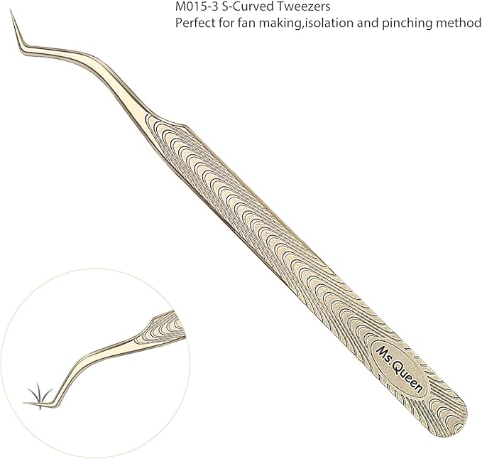 Ms.Queen Lash Tweezers for Eyelash Extension-Professional Lashing Tweezers for Mega Volume Mink Eyelashes Extensions Applying