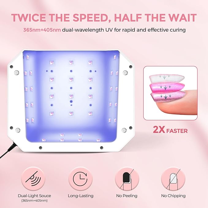 Lavinda 54W UV LED Nail Lamp for Gel Nails, Large Touch Display & Fast Curing, 4 Timer Settings Professional Nail Dryer Light, Compatible All Gel Types Home Salon White