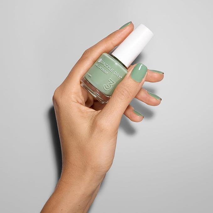 Dazzle Dry Nail Lacquer (Step 3) - Cardigan - A warm sage green. Full coverage cream. (0.5 fl oz)