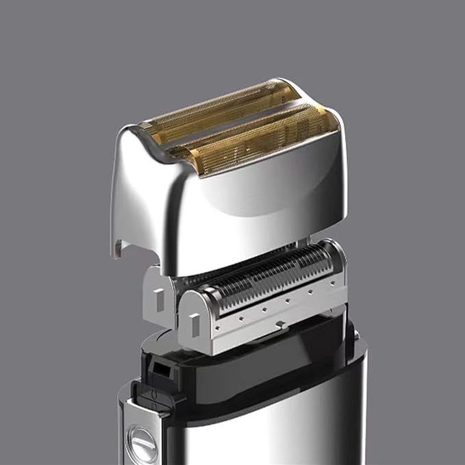 KEMEI Electric Razors for Men, Professional Cordless All Metal Electric Razor, Lithium Titanium Razors, USB Rechargeable Facial Beard Trimmer (TX1 Silver)