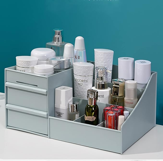 skin care organizer,Makeup Desk Organizer With Drawers,Countertop Organizer for Cosmetics,Vanity brush with Holder for Lipstick, Brushes, Eyeshadow, and Desktop Finishing Dresser
