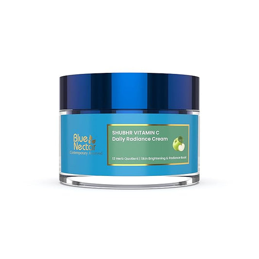 Blue Nectar Plant Based Vitamin C Face Cream for Glowing Skin, Dark Circle Removal Cream with Green Apple and Almond Oil (13 Herbs, 1.7 Oz)