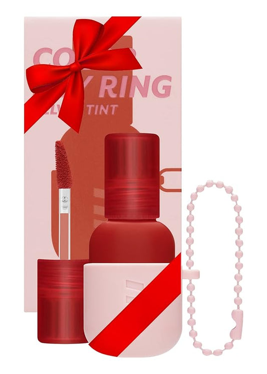 I'M MEME Lip Stain - Color Key Ring Velvet Tint - Gift, Highly-pigmented, Long Lasting, Travel-Friendly, Velvet Finish, 04 Cozy Red, 2.8 g