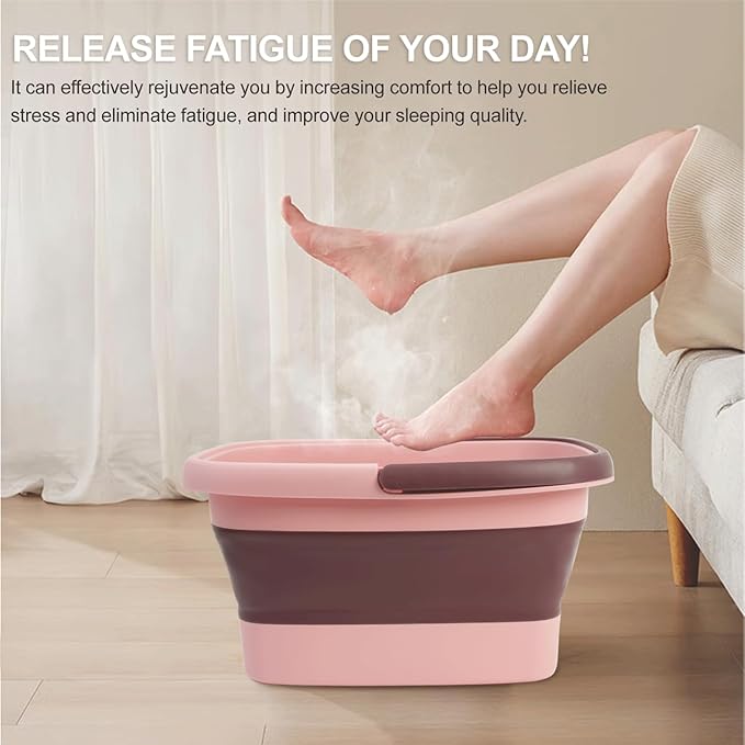 2 Pack Foldable Foot Bath Basin, Collapsible Foot Soak Tub, Multifunction Plastic Basin with Handles,Foot Tub for Soaking Feet,Pink&Green