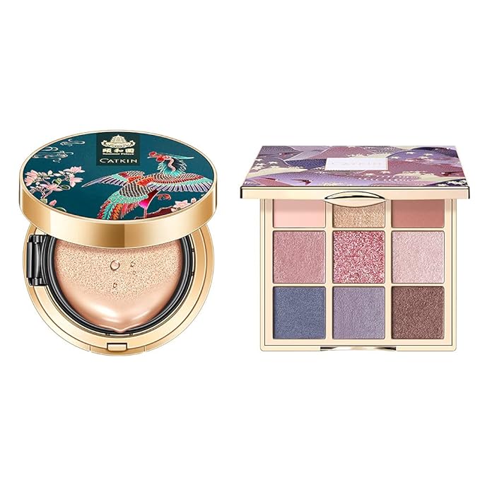 CATKIN 2Pcs Makeup Set Includes BB Cream Air Cushion Foundation C01 and Eyeshadow Palette C08