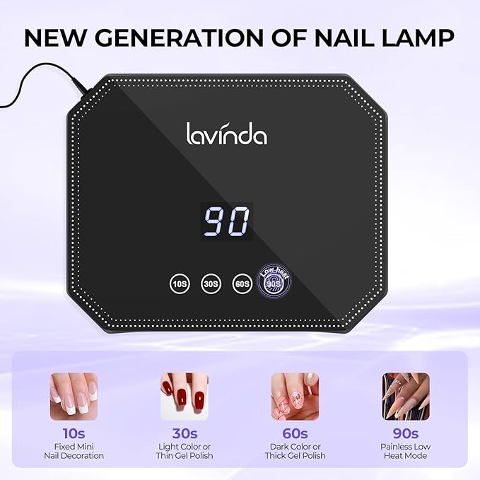 Lavinda 54W UV Nail Lamp, Professional LED Nail Lamp UV Light for Gel Polish Nails, Fast Drying Nail Dryer Nail Light with 4 Timers Large LCD Display, Salon & Home Use for Women Mom Girlfriend