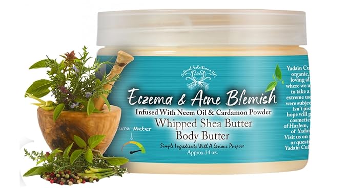 Yadain Eczema & Acne Blemish Body Butter | Whipped Shea Butter for Face and Body Moisturizing Natural Body Butter for Skin Hydration & Oil Control, 12oz