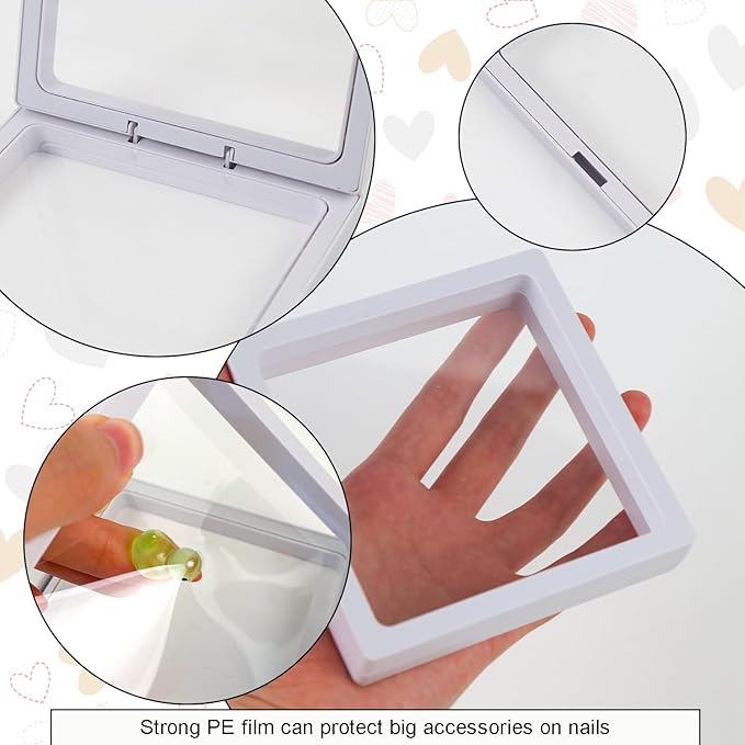 30 Pcs Press on Nail Boxes Packaging with 90 Pcs Adhesive Double Sided Tape with 30 Pcs Display Card for Nail Display White