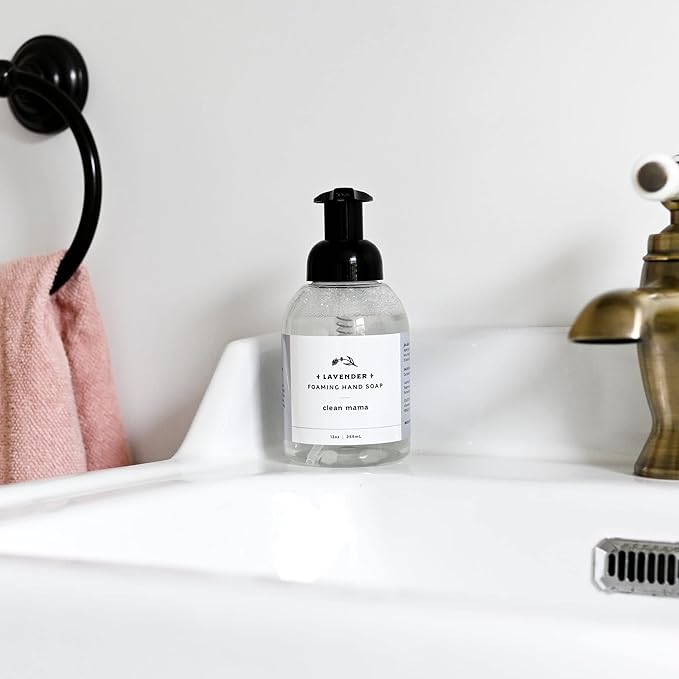 CLEAN MAMA Plant-Derived Foaming Hand Soap - Aromatic and Nourishing Hand Wash, Natural Essential Oils Infused - USDA Certified Biobased - 12 Ounce, Lavender, 2 Pack