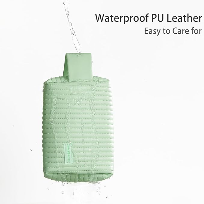 MIRASON Makeup Bag Set of 3 Cute Cosmetic Travel Toiletry Organizer Bag Pouch Set for Women PU Leather Waterproof Toiletry Bag 3 Piece Set, Green