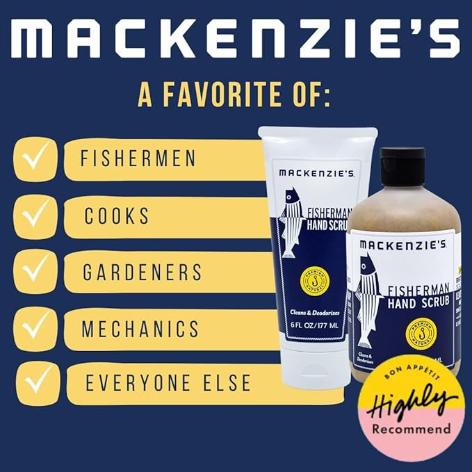 MacKenzie's Fisherman Hand Scrub - Gifts for Men - Gifts for Fisherman - Gifts for Cooks - Gifts for Gardeners - Cleansing & Deodorizing Hand Cleaner - 16 oz.