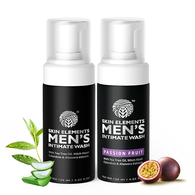 Skin Elements Men's Intimate Wash Combo - Pack of 2 | Tea Tree Oil (Classic)+Passion Fruit | Prevents Itching, Irritation & Bad Odor | (240 ml)