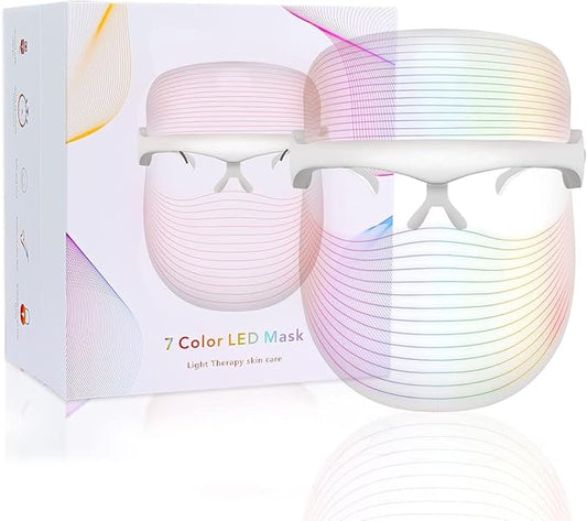 L E D Face Mask Light Therapy, Light Mask for Face Daily Skin Care, Protable L E D Beauty Mask Facial Light Therapy at Home (White)
