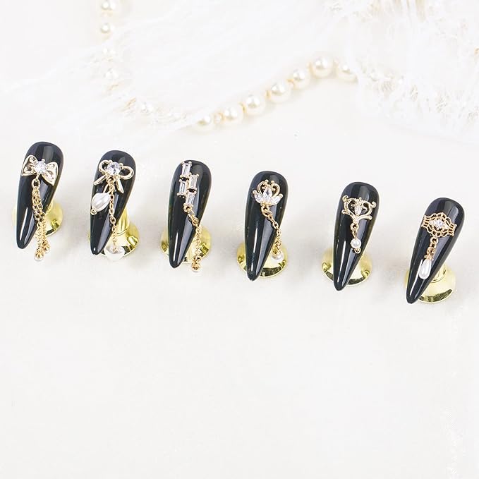 24Pcs Gold Nail Charms Gold Rhinestones for Nails Gold Charms for Nails Shiny Nail Crystal Nail Art Charms Gems Jewelry Nail Diamond Rhinestone Charms for Girls Woman Craft DIY Nail Art Decoration