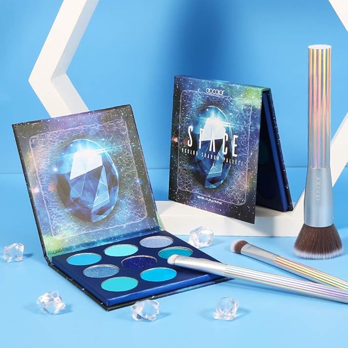 docolor Eyeshadow Palette 9 Colors Blue Eyeshadow Gemstone Shadow Palette Highly Pigmented Mattes Shimmers Naked Smokey Glitter Cream Colorful Powder Blendable Long Lasting Waterproof Makeup Palette