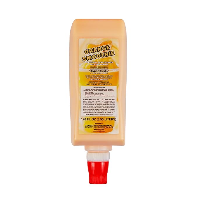 Zenex Orange Smoothie Hand Soap & Push-Style Dispenser Bundle - 3.55L Industrial Hand Cleaner & Wall Mounted Dispenser | Moisturizing | Remove Grease & Grime | Easy Install
